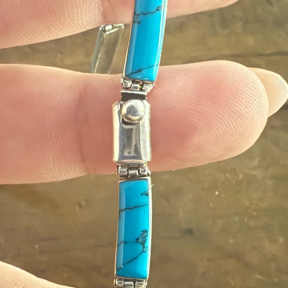 Elegant Silver 950 Mexican Vintage Turquoise Necklace - Picture 3 of 3